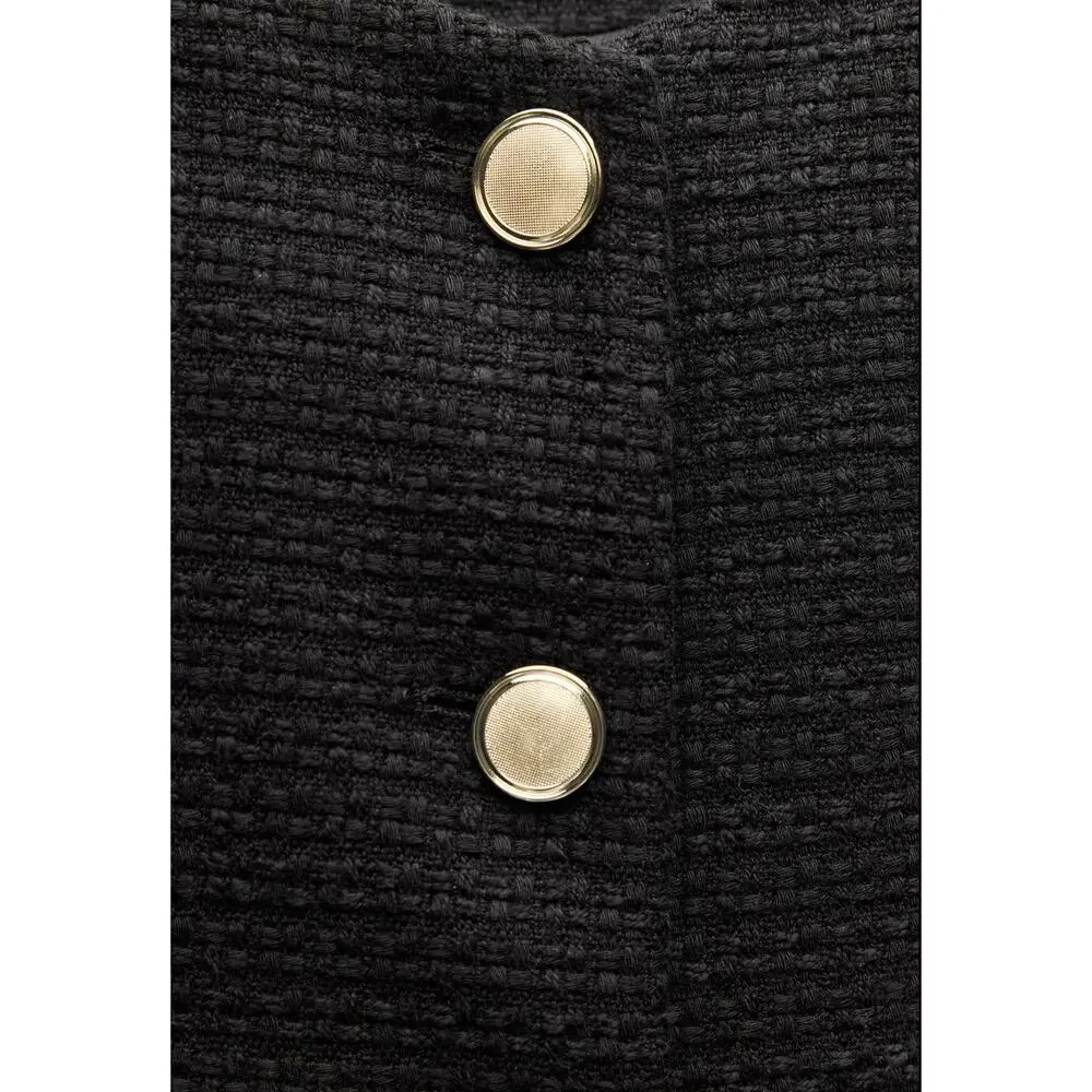 Zara Structured Blazer Lady Jacket Small Black Belted Gold Buttons Preppy Trendy - Picture 14 of 16